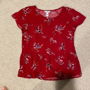 Red Floral Peplum Blouse